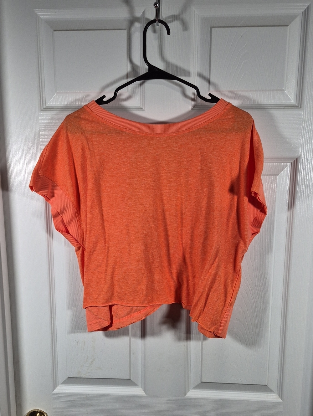 Source Unknown Coral-Orange Cropped Dolman Top
